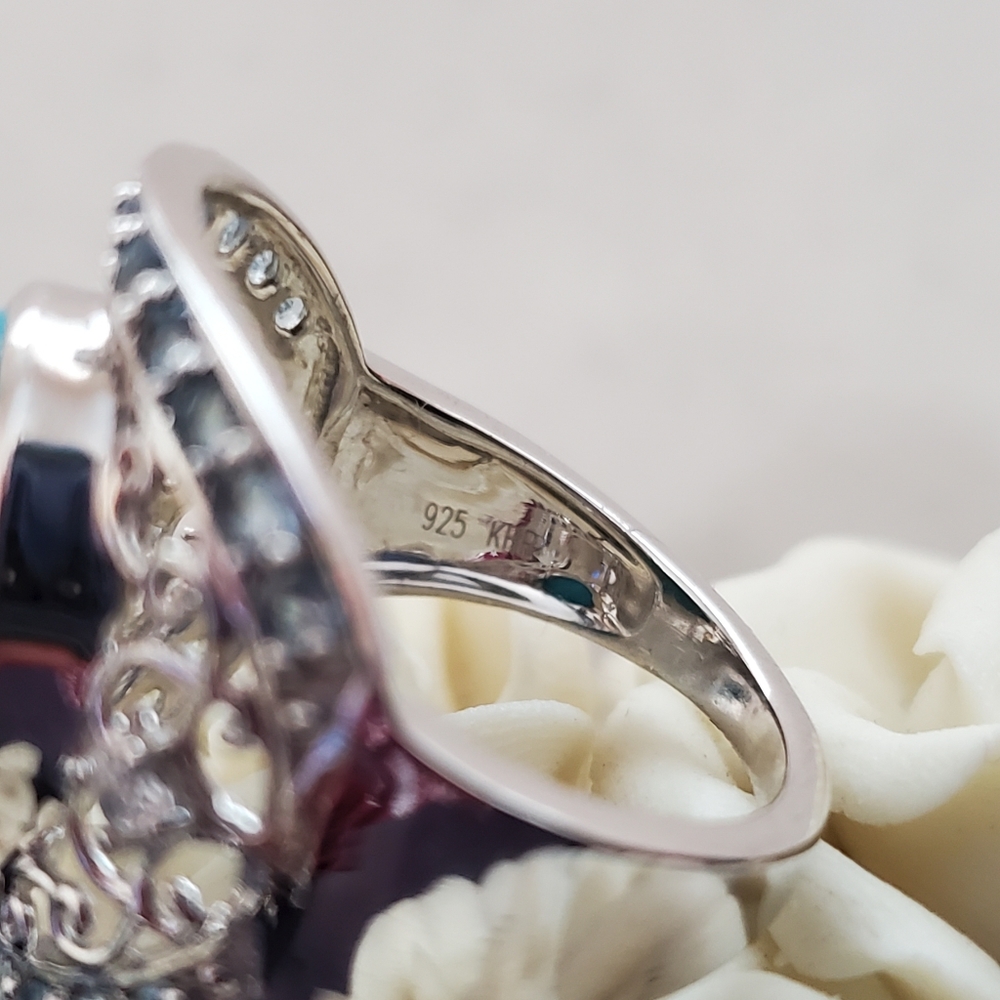 Sterling Turquoise Blue Topaz Ring 7.25 - Picture 10 of 15